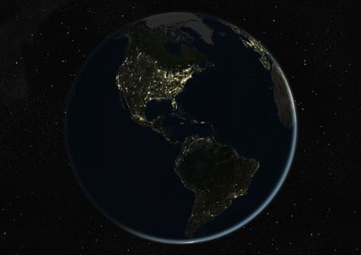 Globe Centred on the Americas, True Colour Satellite Image by Unknown